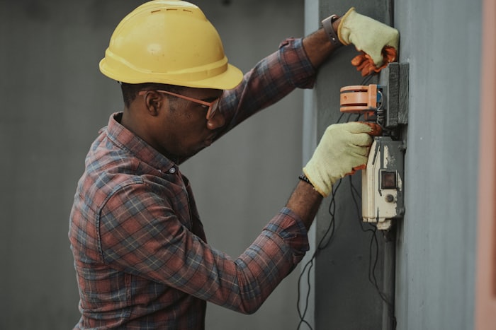 A tradesperson working on site